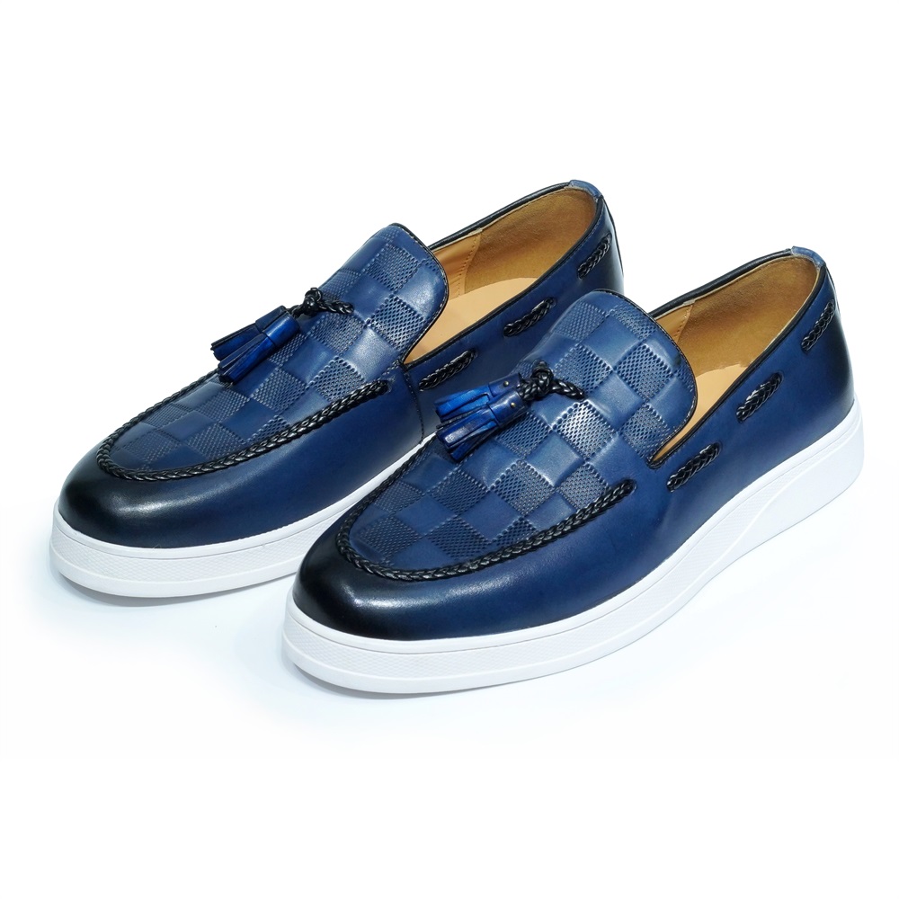 Tassel Fringe Trim - Sepatu pantofel rumbai pria, SNEAKER KULIT