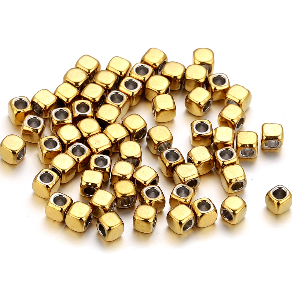 Embroidery Craft - 50pcs Manik-Manik Spacer Persegi Stainless Steel