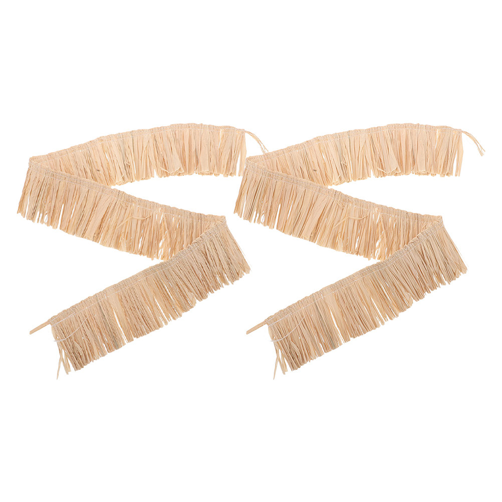 Tassel Fringe Trim - 2 Buah Rumbai Rafia Anyaman Alami