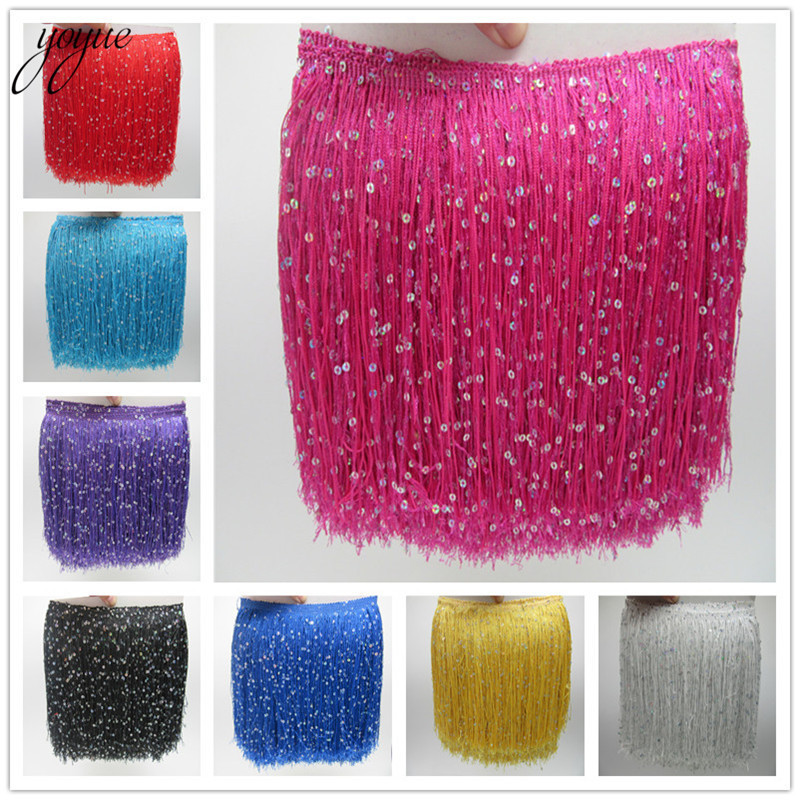 Beaded Trim Fringe - YOYUE 1Yard 20CM Panjang Poliester Payet