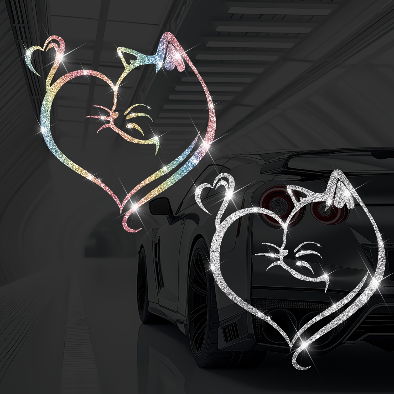 Glitter Vinyl Roll - 1 Buah Stiker Mobil Hati Kucing