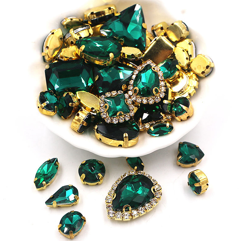 Sew On Rhinestone - 50Pcs 24 Warna Campuran Bentuk Kristal