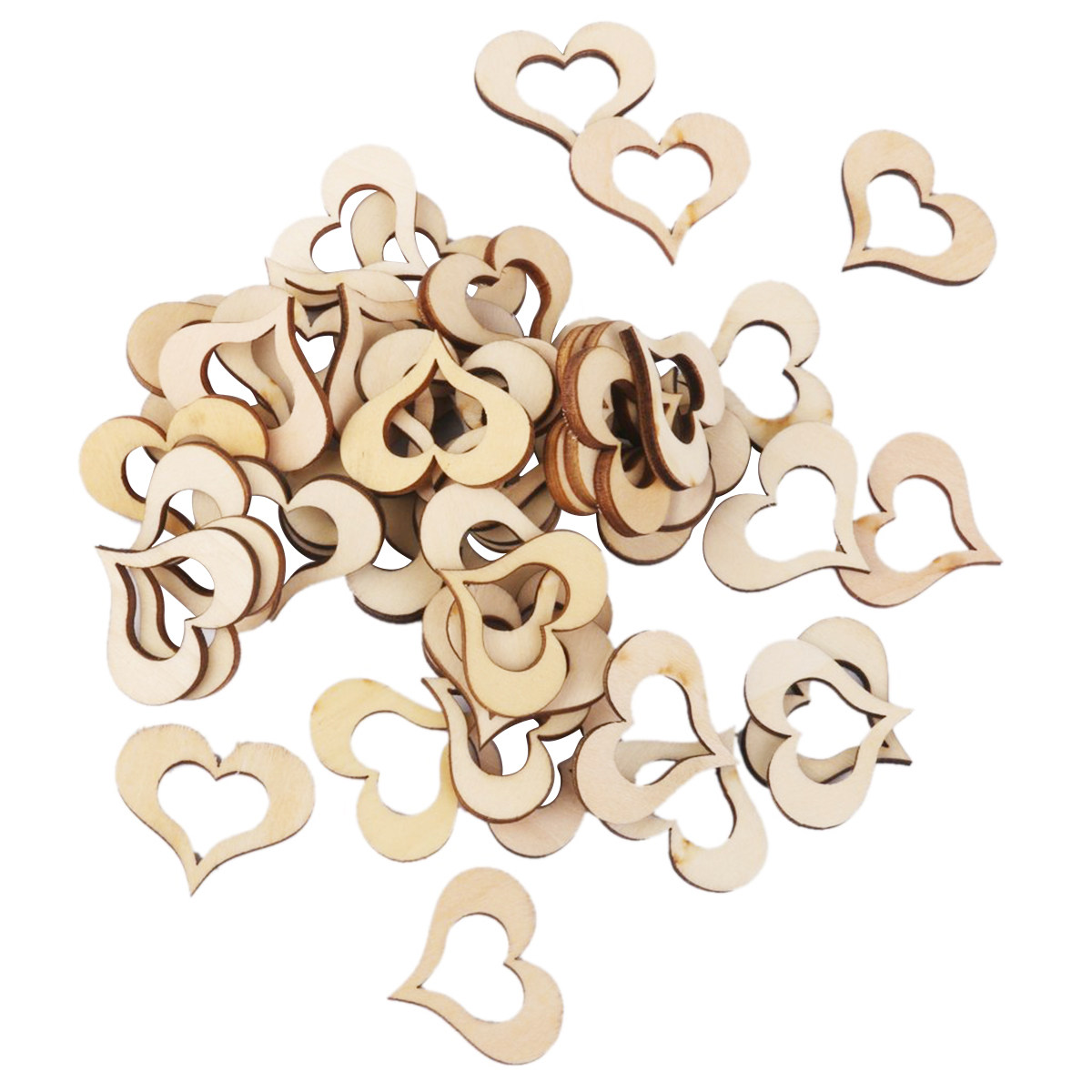 Embellishments For Scrapbooking - 50 Buah Cakram Kayu Bentuk Hati