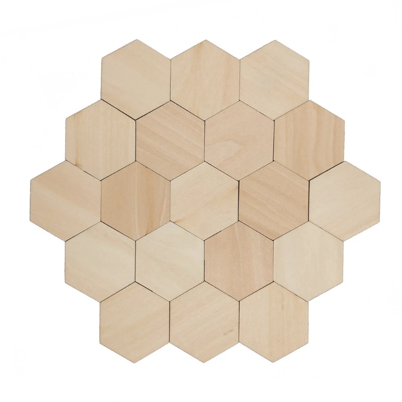 Craft Embellishments - Potongan Kayu Heksagonal Kosong 10-120mm, Cakram