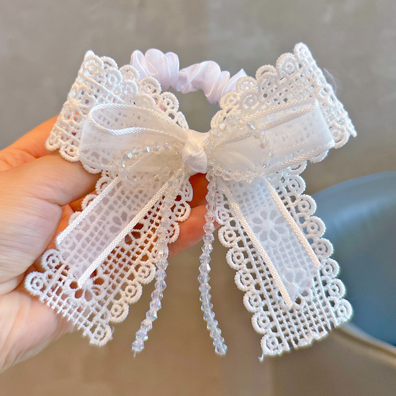 Tassel Fringe Trim - Ikat Rambut Elastis Pita Renda Putih