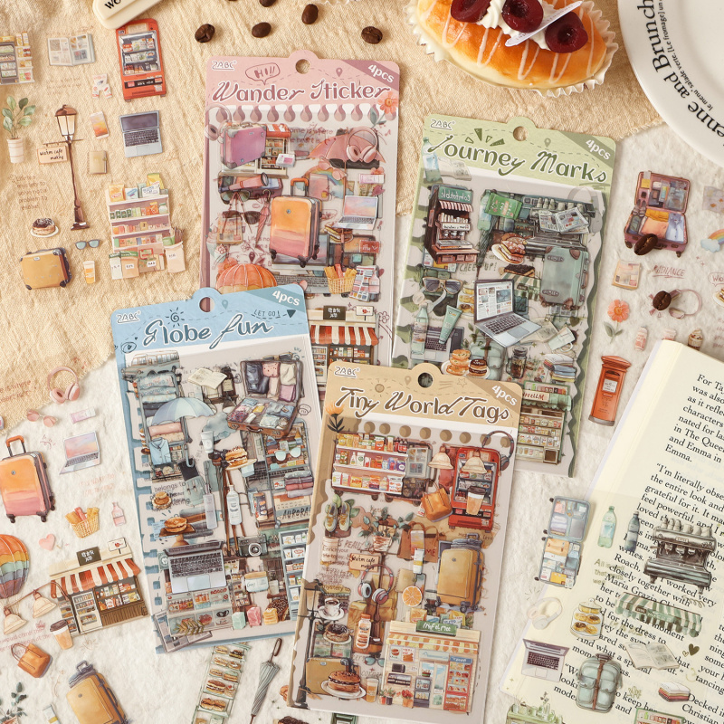 Embellishments For Scrapbooking - 4 buah/pak Stiker Label Barang Vintage