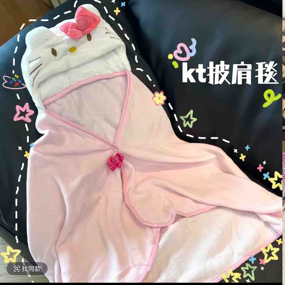 Embellish Knit - Selimut Hoodie Hello Kitty Lucu, Selimut