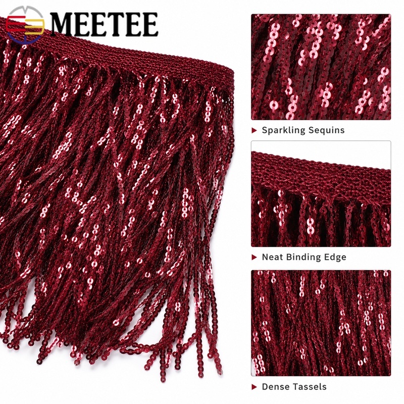 3/5 Yard 20cm Rumbai Payet Ber - Fringe Ribbon Sewing ulasan dan harga