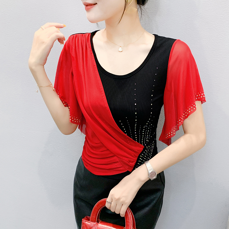 Atasan Jaring Wanita Musim Pan - Beaded Trim Fringe ulasan dan harga