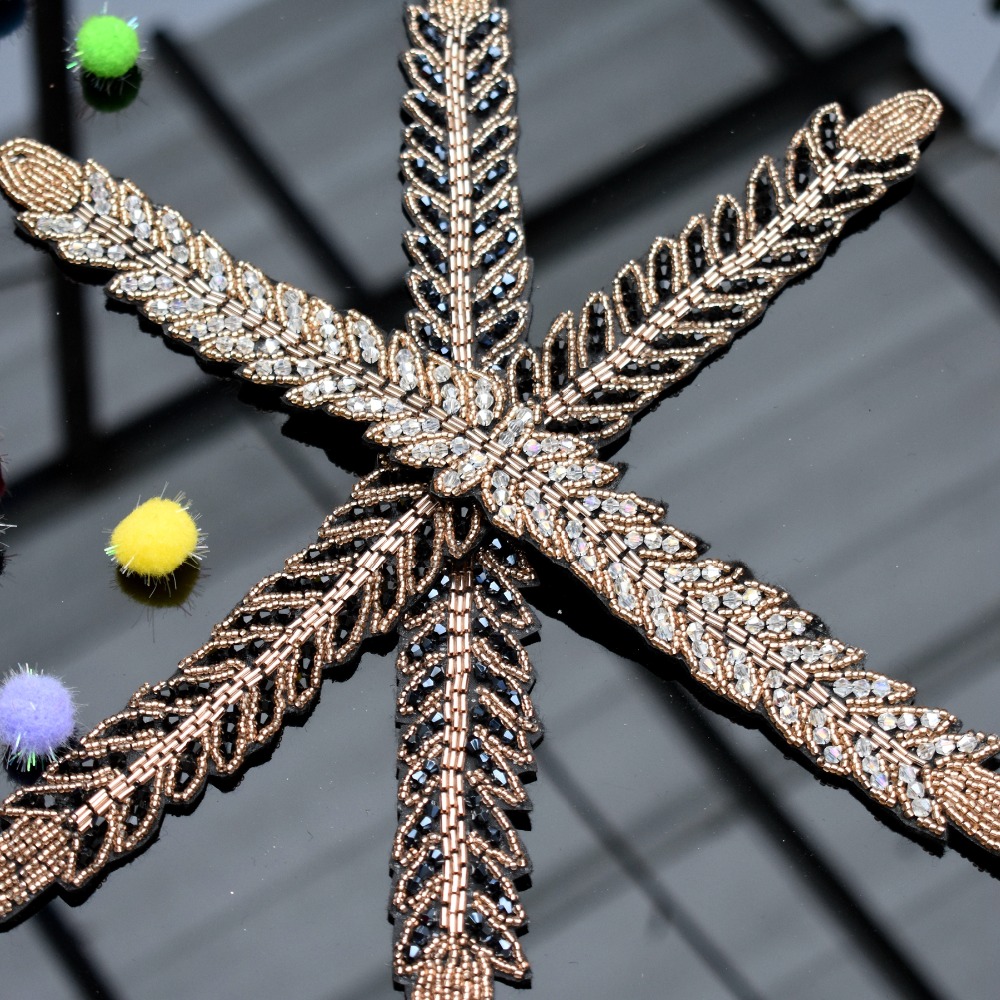 Panjang Daun Daun Buatan Tanga - Beaded Trim Fringe ulasan dan harga