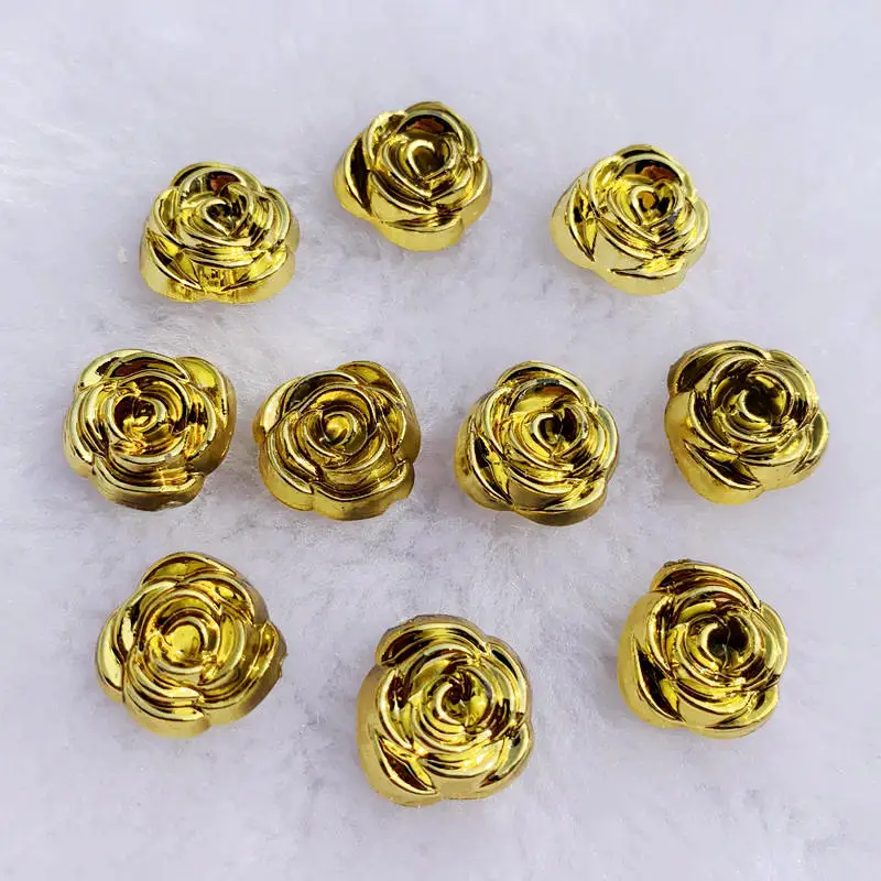 40 Buah 14Mm Emas Bunga Mawar  - Embellishment Glue Craft ulasan dan harga