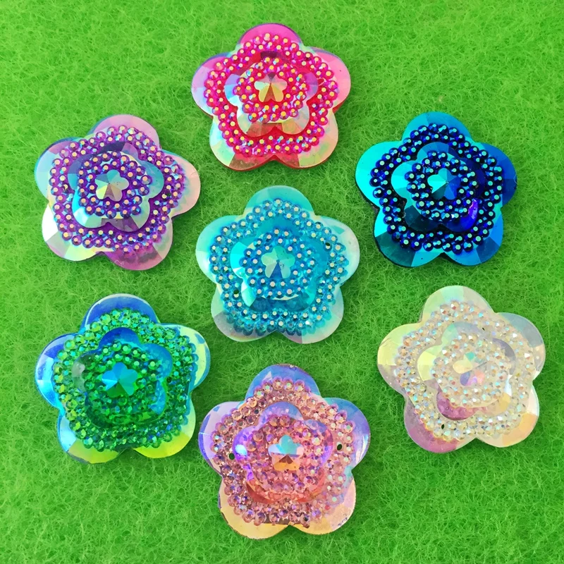 12pcs Kristal Glitter AB Bunga - Sew On Rhinestone ulasan dan harga