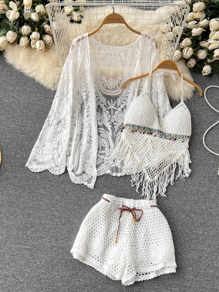 Setelan Liburan Musim Panas Wa - Tassel Fringe Trim ulasan dan harga