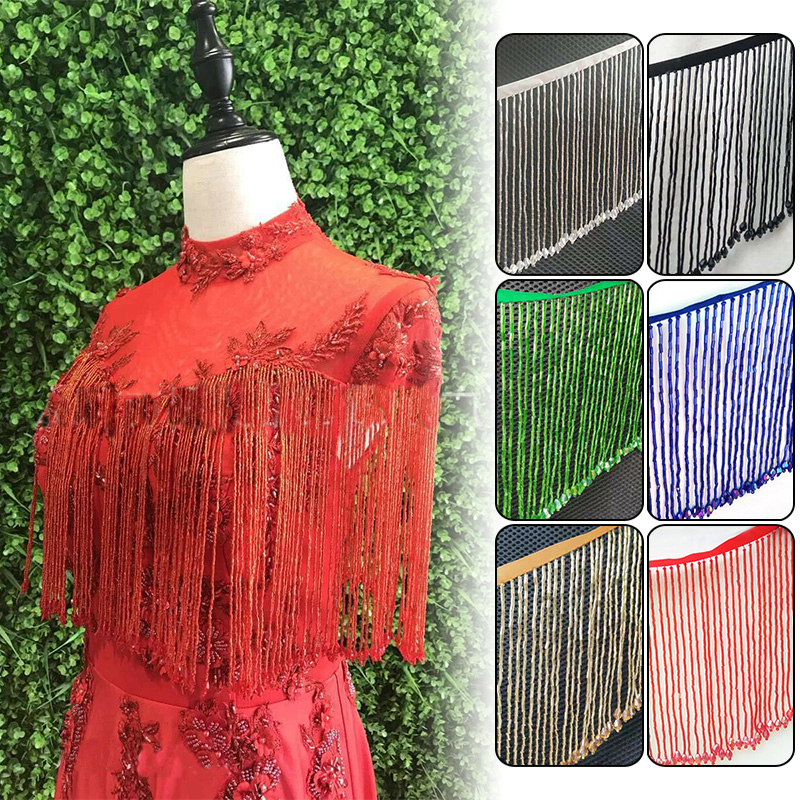 90x15cm rumbai kristal renda m - Beaded Trim Fringe ulasan dan harga