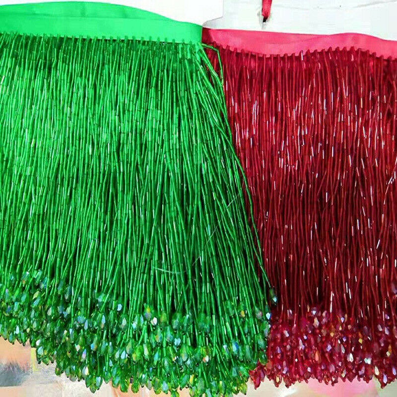 90x15cm rumbai kristal renda m - Beaded Trim Fringe ulasan dan harga