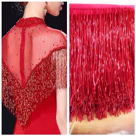 Rumbai Manik-manik Perak Untuk - Beaded Trim Fringe ulasan dan harga