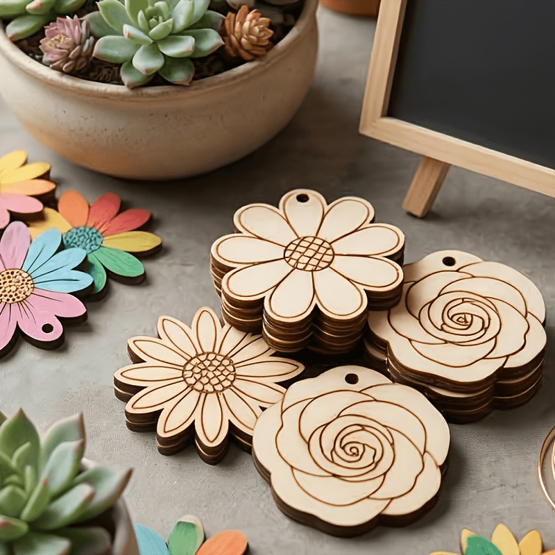 50Pcs/set 35mm Potongan Kayu B - Easter Craft Embellishment Set ulasan dan harga