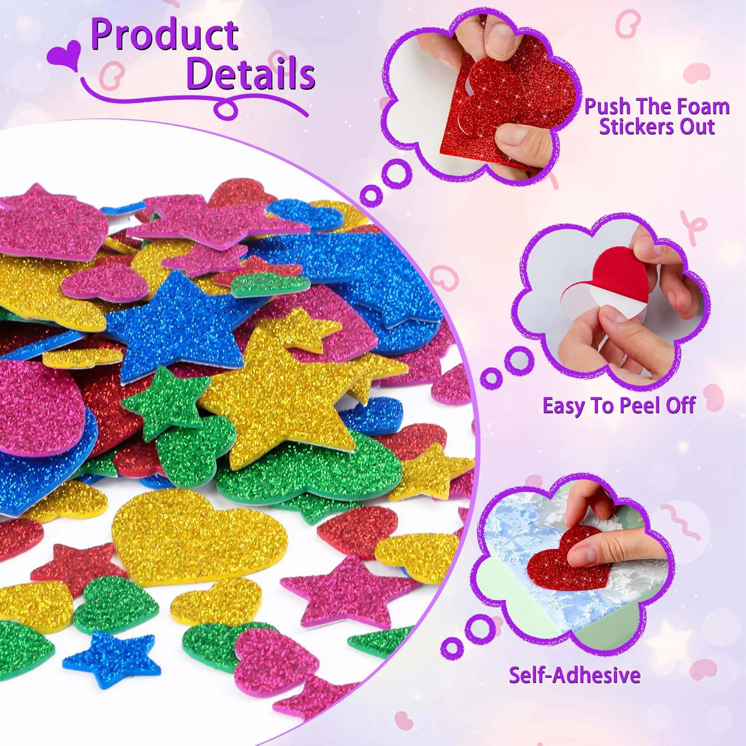 625 Buah Stiker Busa Hati Berk - Glitter Vinyl Roll ulasan dan harga