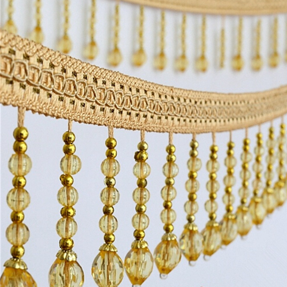 12yard tirai pita pita kain Ap - Beaded Trim Fringe ulasan dan harga