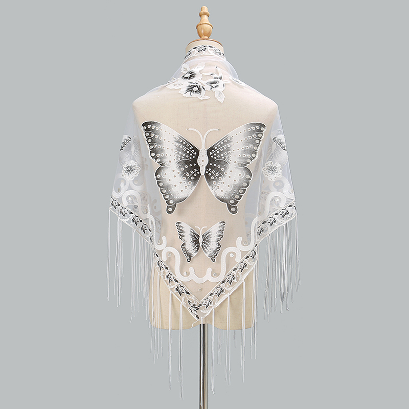 Fashion syal segitiga kupu-kup - Tassel Fringe Trim ulasan dan harga
