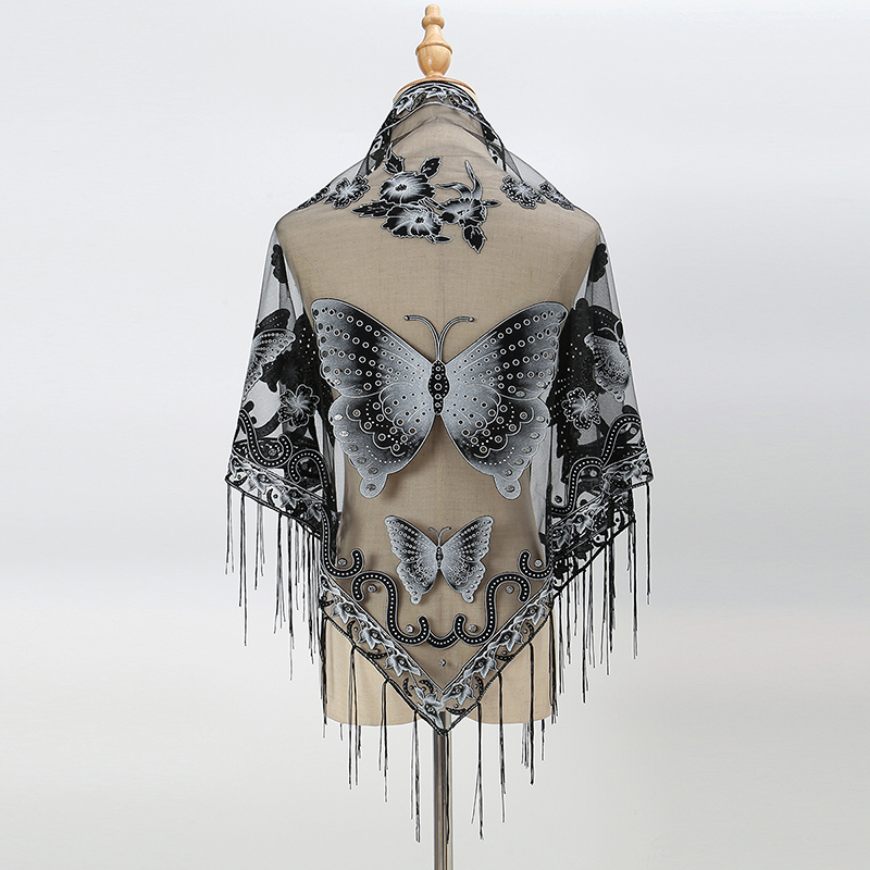 Fashion syal segitiga kupu-kup - Tassel Fringe Trim ulasan dan harga