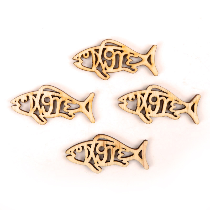 Kayu lucu bentuk ikan seni luk - Embellishments For Scrapbooking ulasan dan harga