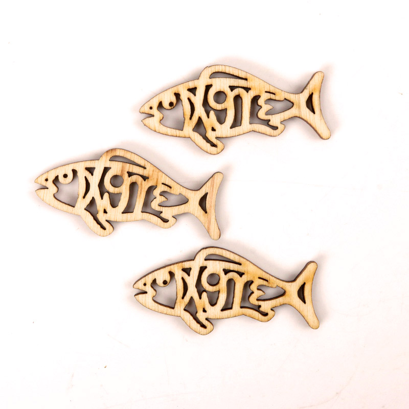 Kayu lucu bentuk ikan seni luk - Embellishments For Scrapbooking ulasan dan harga