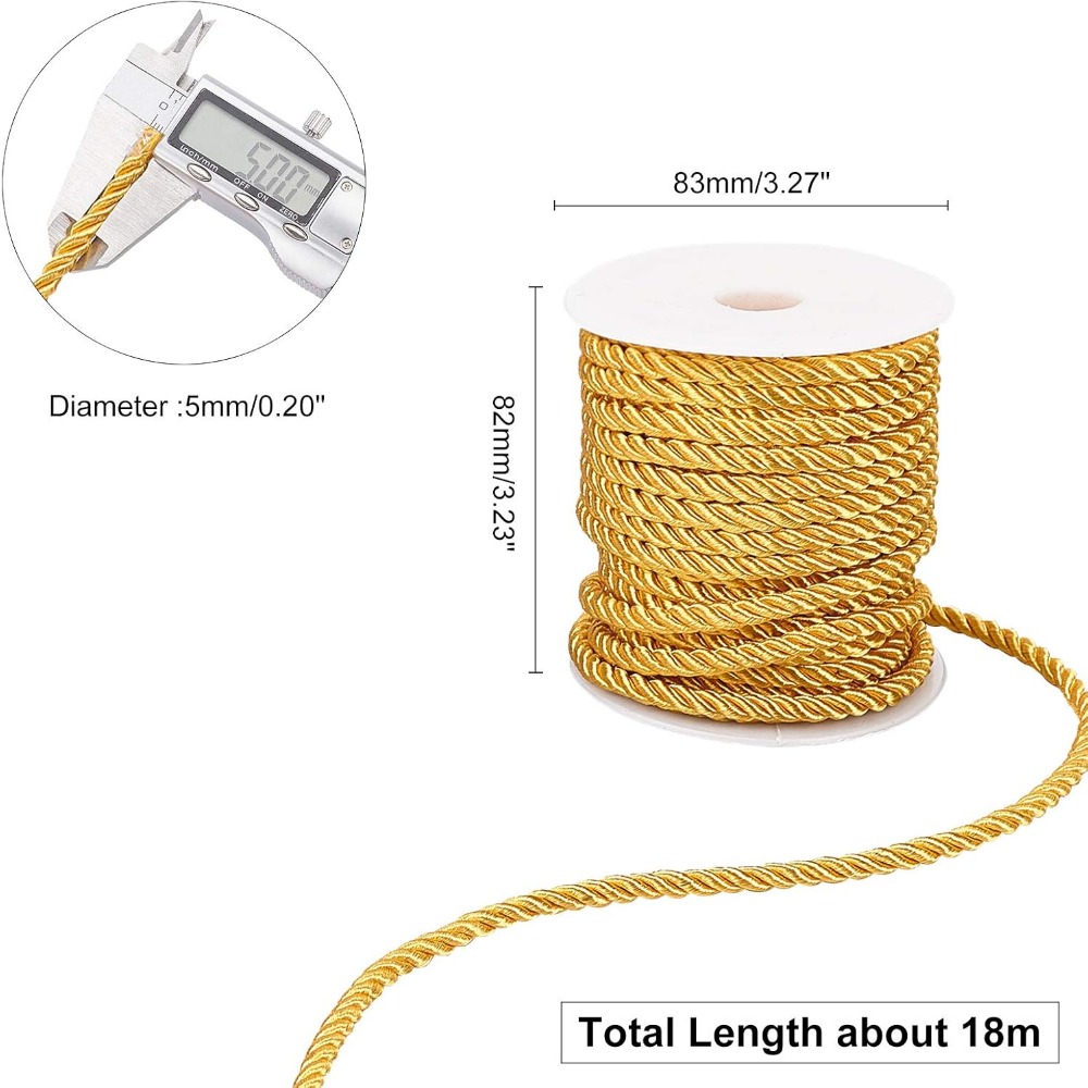 59 kaki kabel emas 5mm tali me - Cord Trim Twisted ulasan dan harga
