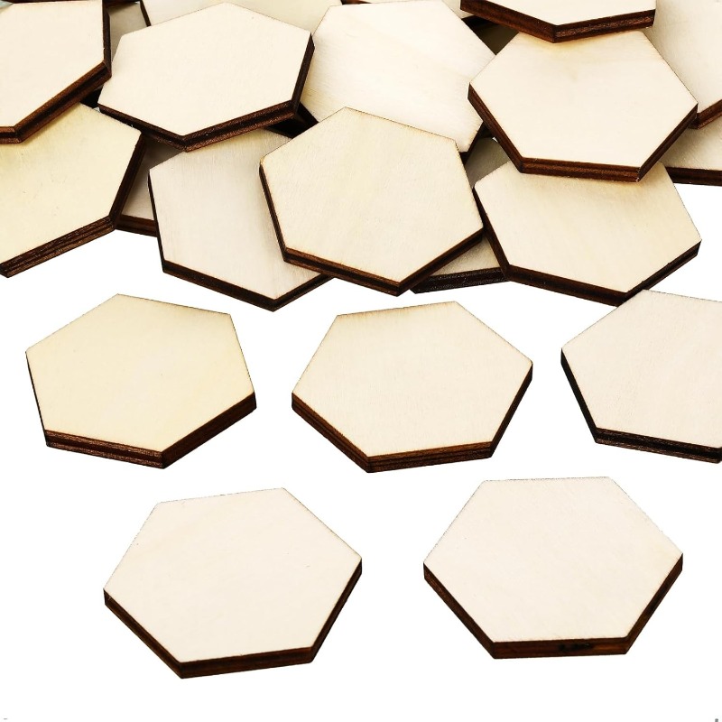50PCS Potongan Kayu Heksagon 4 - Craft Embellishments ulasan dan harga