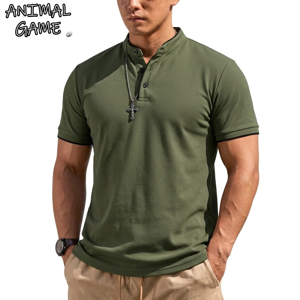 Kaos Henley Lengan Pendek Musi - Embellish Knit ulasan dan harga