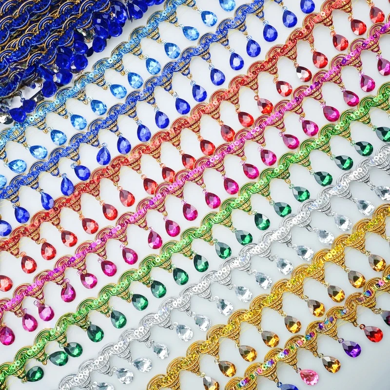 Rumbai Berhias Berlian Imitasi - Tassel Fringe Trim ulasan dan harga