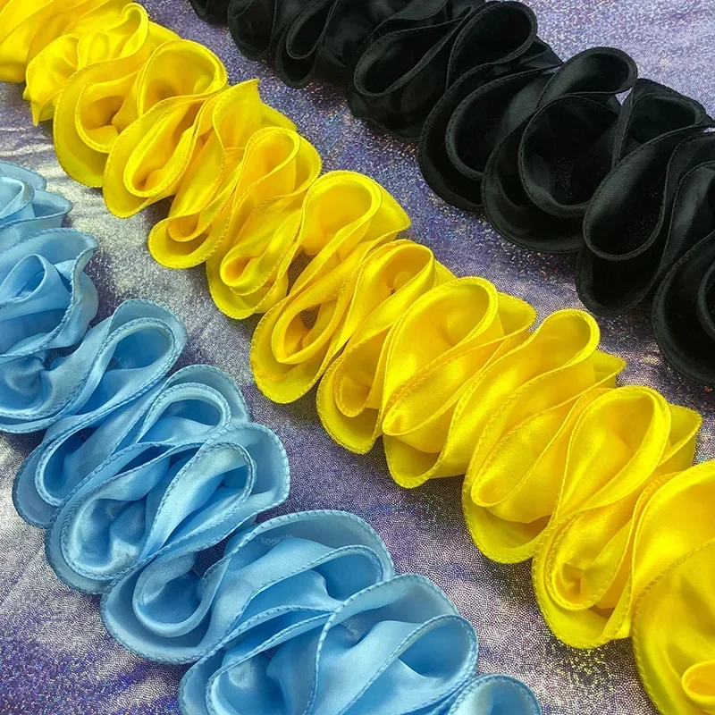 5yard lipit Ruffled Trim Satin - Fringe Ribbon Sewing ulasan dan harga