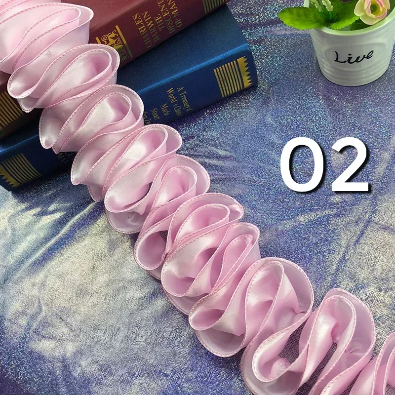 5yard lipit Ruffled Trim Satin - Fringe Ribbon Sewing ulasan dan harga