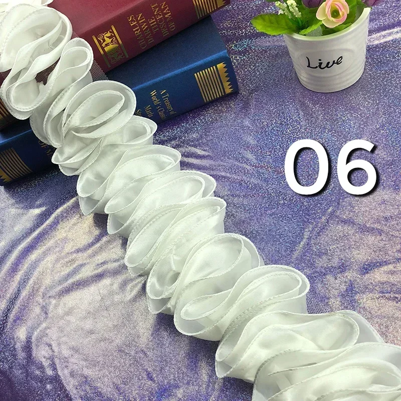 5yard lipit Ruffled Trim Satin - Fringe Ribbon Sewing ulasan dan harga